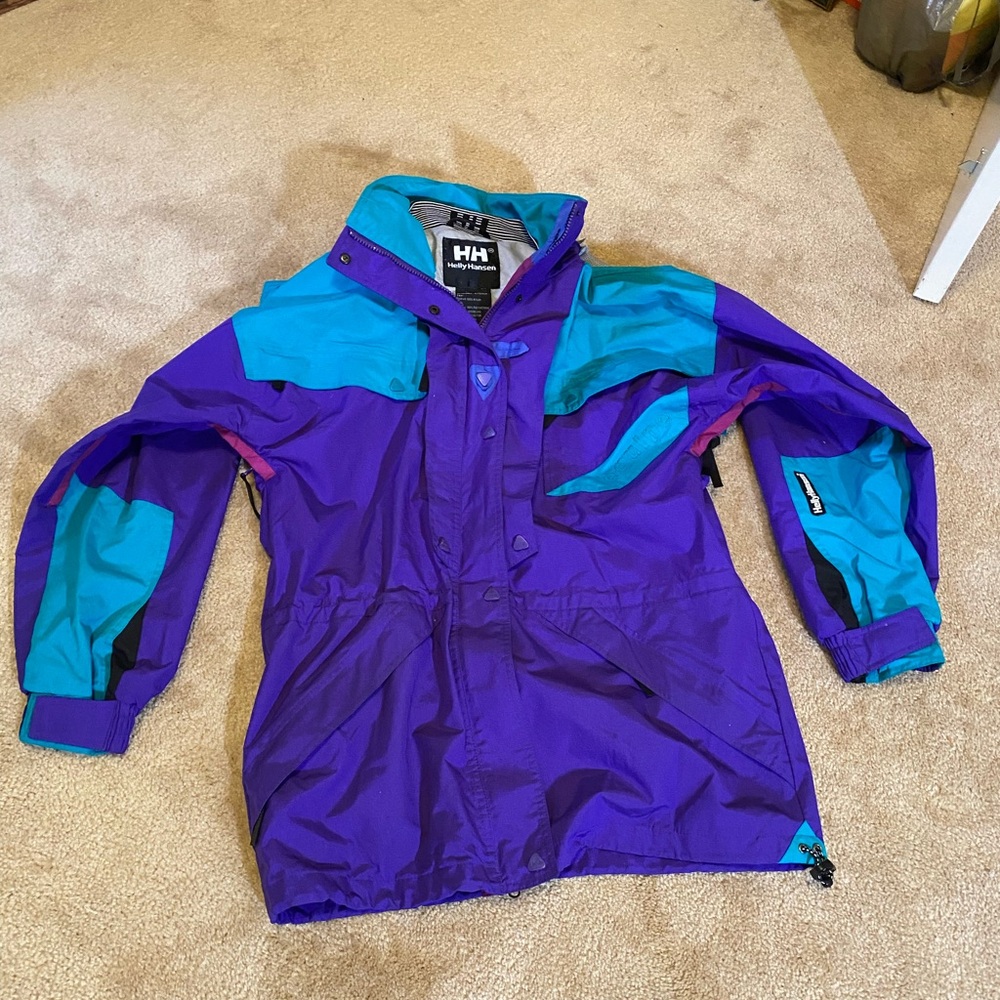 Vintage Helly Hansen Equipe Vibrant Purple and Teal Ski Jacket